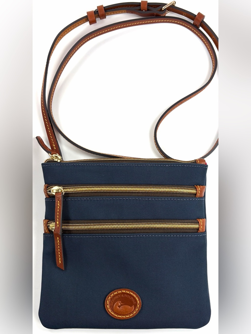 Dooney & Bourke Navy Nylon Double Zip Crossbody Bag